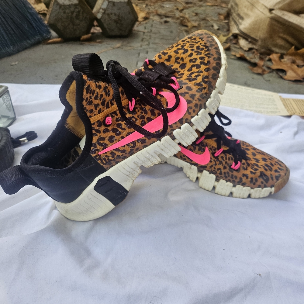Nike Women's Sneakers - Leopard Print with Pink and Black
